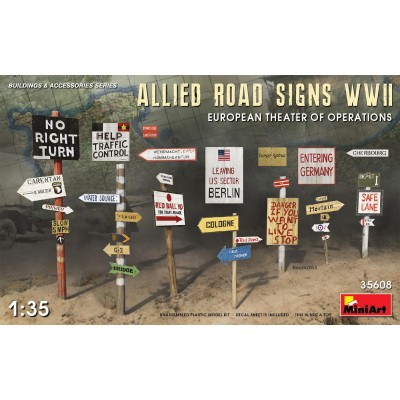ALLIED ROAD SIGNS WWII. EUROPEAN THEATRE OF OPERATIONS - 1/35 SCALE - MINIART